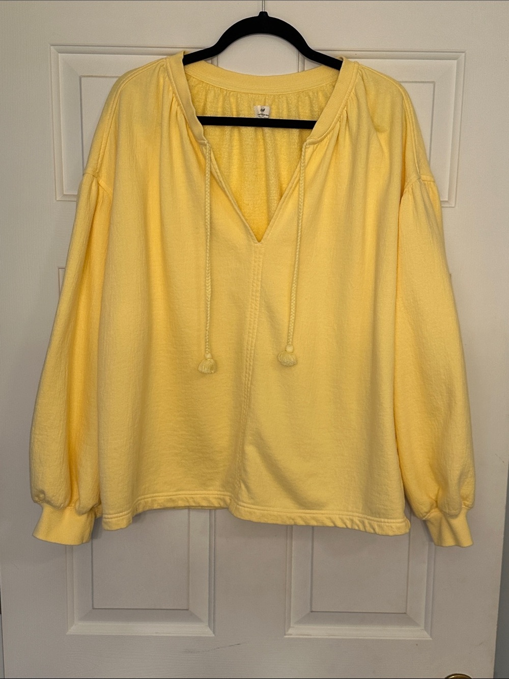 aerie Sun Yellow V-Neck Tassel Pullover